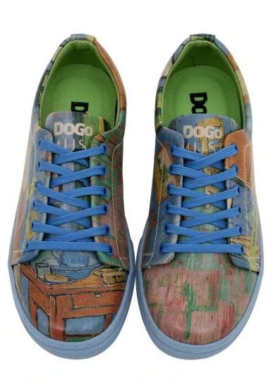Femme Cuir Vegan Multicolore Baskets - Vincent van Gogh The Bedroom Muse Motif - 