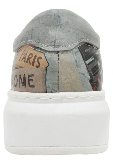 Femme Cuir Vegan Multicolore Baskets - Ready to Travel Motif - 