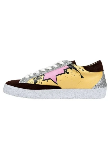 Femme Cuir Vegan Multicolore Baskets - Rock On Motif - 