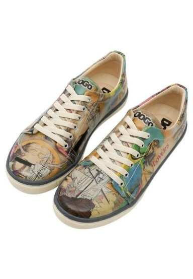 Femme Cuir Vegan Multicolore Baskets - Ancient Tales Motif - 