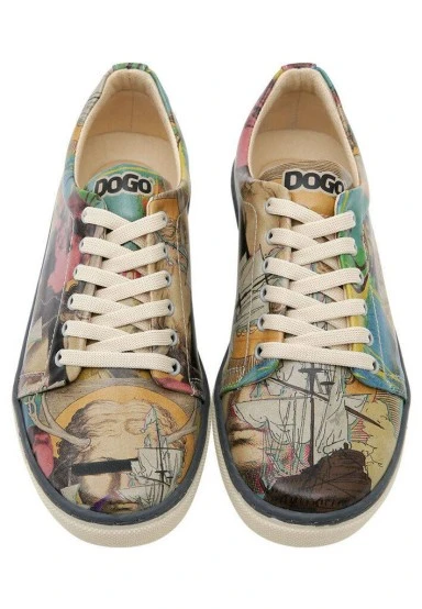 Femme Cuir Vegan Multicolore Baskets - Ancient Tales Motif - 