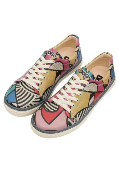 Femme Cuir Vegan Multicolore Baskets - Painting in Harmony Motif - 