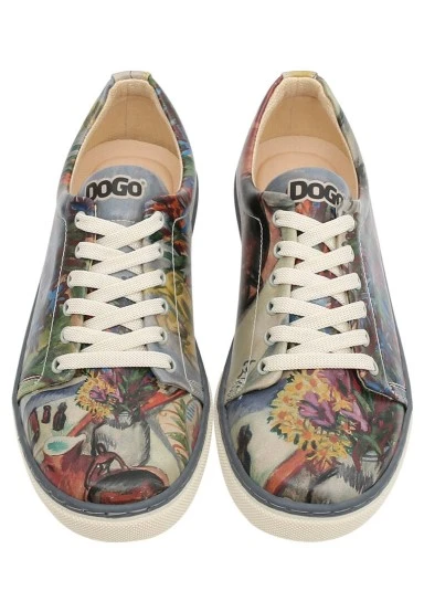 Femme Cuir Vegan Multicolore Baskets - Still Life Motif - 