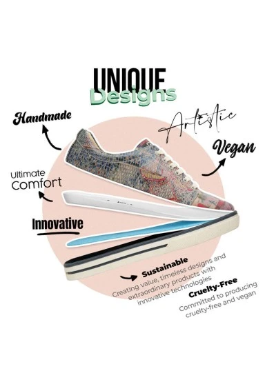 Femme Cuir Vegan Multicolore Baskets - Mini Mosaic Motif - 
