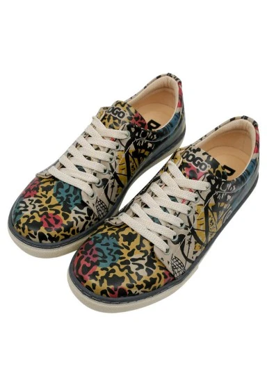 Femme Cuir Vegan Multicolore Baskets - Eternal Swirl Motif - 
