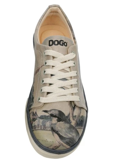 Femme Cuir Vegan Multicolore Baskets - Birds of the Castle Motif - 