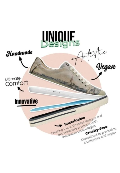 Femme Cuir Vegan Multicolore Baskets - Birds of the Castle Motif - 