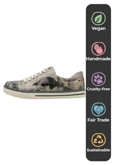 Femme Cuir Vegan Multicolore Baskets - Birds of the Castle Motif - 