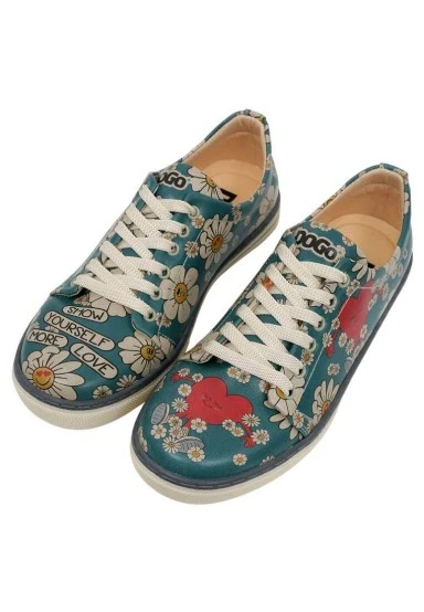 Femme Cuir Vegan Multicolore Baskets - Show Yourself More Love Motif - 