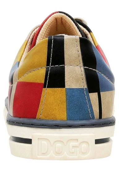 Femme Cuir Vegan Multicolore Baskets - Bauhaus Birdie Motif - 