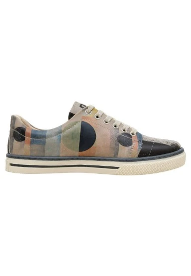 Femme Cuir Vegan Multicolore Baskets - Geometric Shapes Motif - 