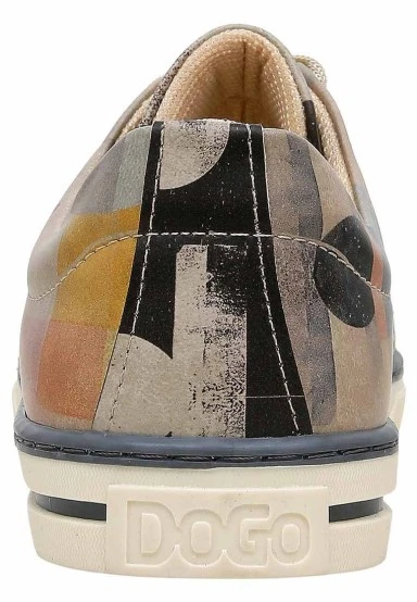 Femme Cuir Vegan Multicolore Baskets - Geometric Shapes Motif - 
