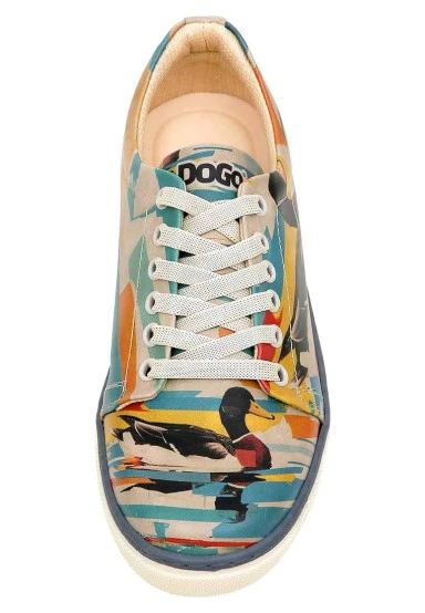 Femme Cuir Vegan Multicolore Baskets - Goose Bumps Motif - 