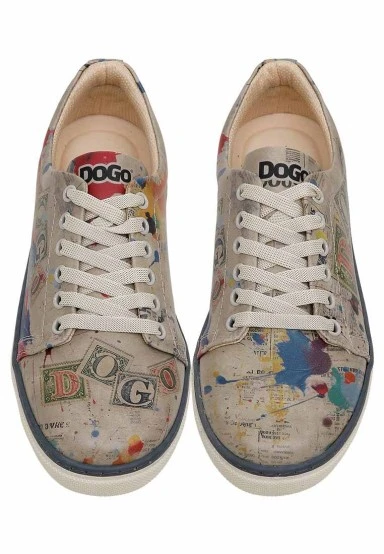 Femme Cuir Vegan Multicolore Baskets - Dogo Stamp Motif - 