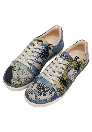 Femme Cuir Vegan Multicolore Baskets - I was here Motif - 