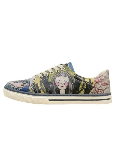 Femme Cuir Vegan Multicolore Baskets - I was here Motif - 