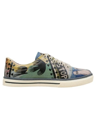 Femme Cuir Vegan Multicolore Baskets - I was here Motif - 
