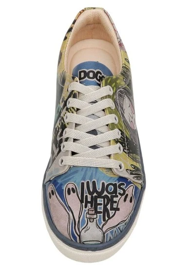 Femme Cuir Vegan Multicolore Baskets - I was here Motif - 