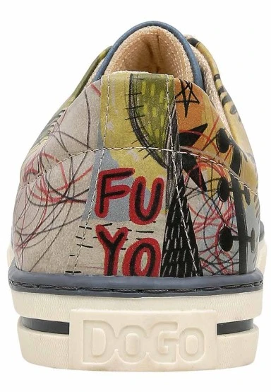 Femme Cuir Vegan Multicolore Baskets - I was here Motif - 