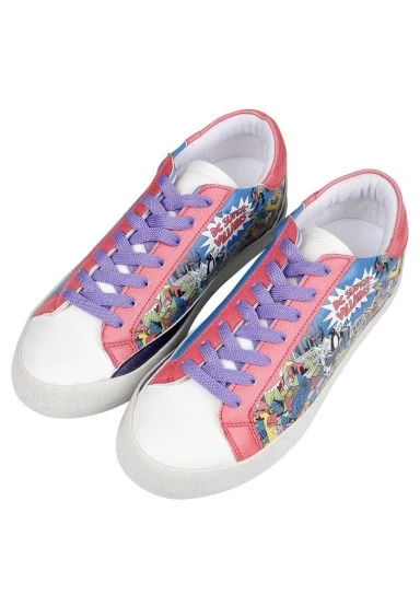 Femme Cuir Vegan Multicolore Baskets - Warner Bros DC Villains Motif - 
