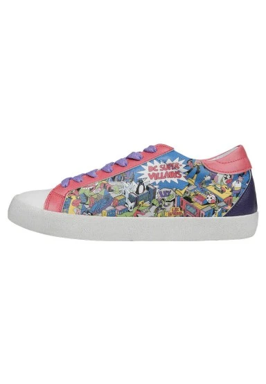 Femme Cuir Vegan Multicolore Baskets - Warner Bros DC Villains Motif - 