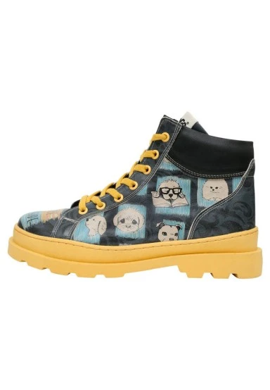 Femme Cuir Vegan Multicolore Bottes - Choose Your Side Motif - 