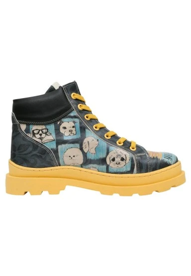 Femme Cuir Vegan Multicolore Bottes - Choose Your Side Motif - 