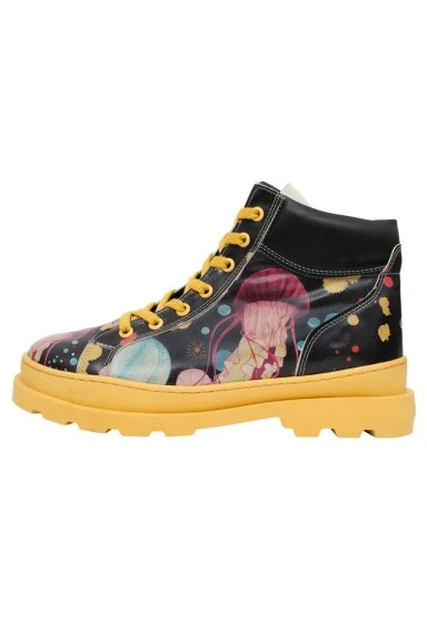 Femme Cuir Vegan Multicolore Bottes - Jelly Stars Motif - 