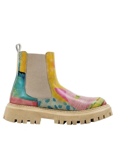 Femme Cuir Vegan Multicolore Bottes Longues - Animal Motif - 