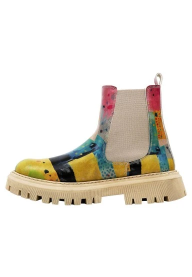 Femme Cuir Vegan Multicolore Bottes Longues - Animal Motif - 