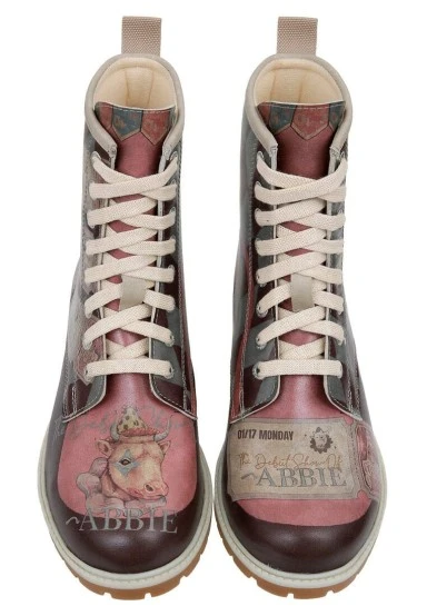 Femme Cuir Vegan Multicolore Bottes Longues - Abbie Motif - 