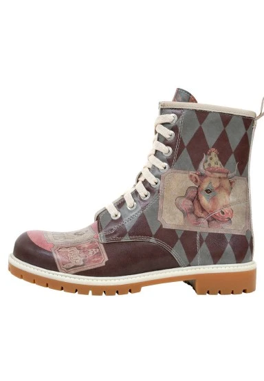 Femme Cuir Vegan Multicolore Bottes Longues - Abbie Motif - 