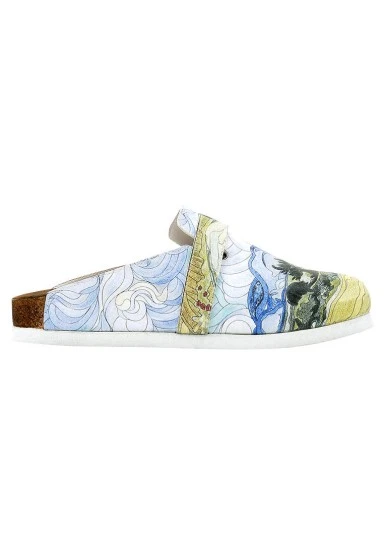 Femme Cuir Vegan Multicolore Chaussons - Vincent van Gogh A Wheat Field with Cypresses Motif - 