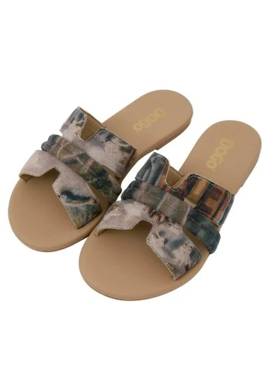 Femme Cuir Vegan Multicolore Chaussons - Ballerinas Motif - 