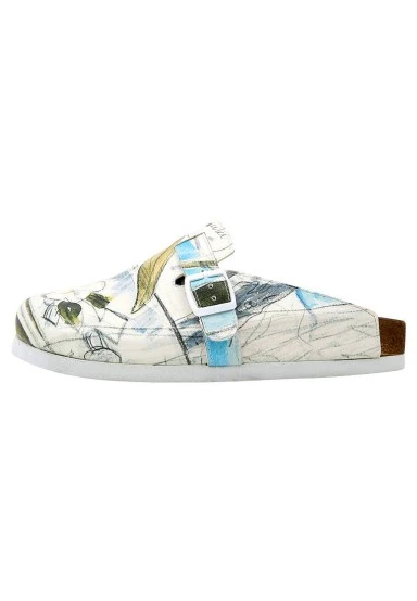 Femme Cuir Vegan Multicolore Chaussons - Hartley's Flower Motif - 