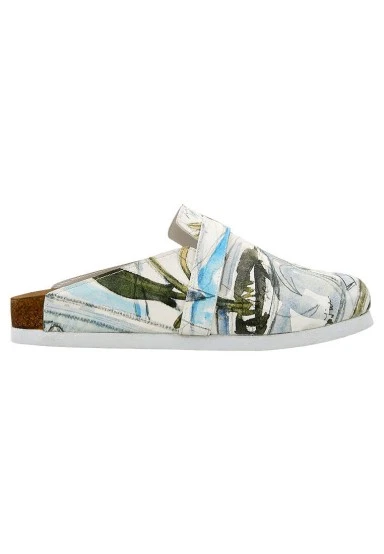 Femme Cuir Vegan Multicolore Chaussons - Hartley's Flower Motif - 