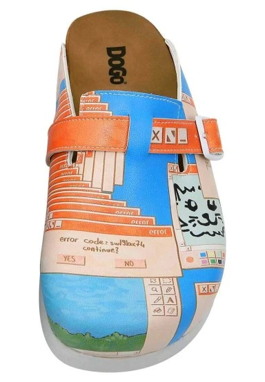 Femme Cuir Vegan Multicolore Chaussons - Error Code Motif - 