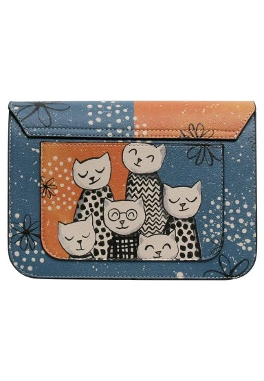 Femme Cuir Vegan Multicolore Sac à Main - Family Portrait Motif - 