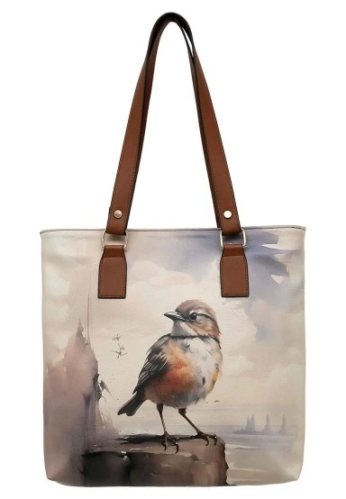 Femme Cuir Vegan Multicolore Sac d'épaule - Fly Little One Motif - 