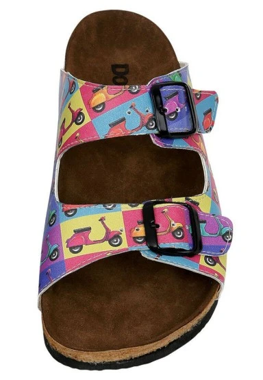 Femme Cuir Vegan Multicolore Sandales - Wanna Ride Motif - 
