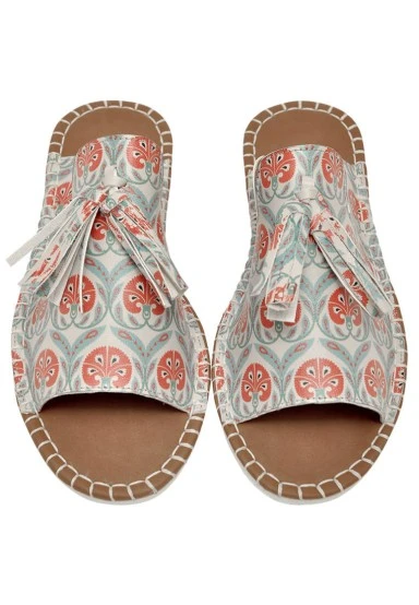 Femme Cuir Vegan Multicolore Sandales - Carnation Motif - 