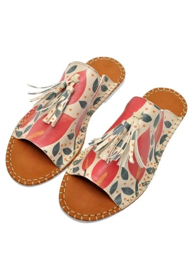 Femme Cuir Vegan Multicolore Sandales - Growing Together Motif - 