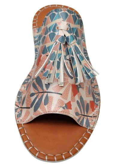 Femme Cuir Vegan Multicolore Sandales - Texture Motif - 