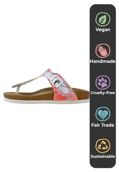 Femme Cuir Vegan Multicolore Sandales - Hello Motif - 