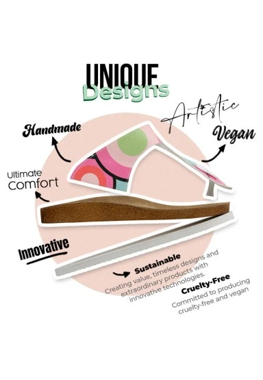 Femme Cuir Vegan Multicolore Sandales - Science Wins Motif - 