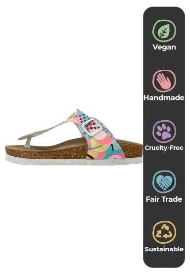 Femme Cuir Vegan Multicolore Sandales - Science Wins Motif - 