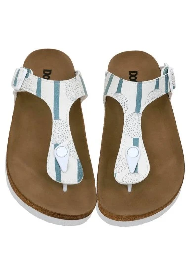 Femme Cuir Vegan Multicolore Sandales - Dandelion Motif - 