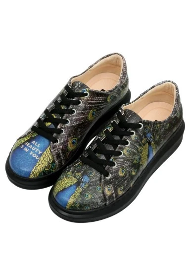 Femme Cuir Vegan Noir Baskets - All Beauty is in You Motif - 