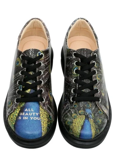 Femme Cuir Vegan Noir Baskets - All Beauty is in You Motif - 