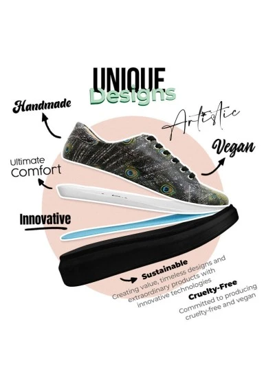 Femme Cuir Vegan Noir Baskets - All Beauty is in You Motif - 